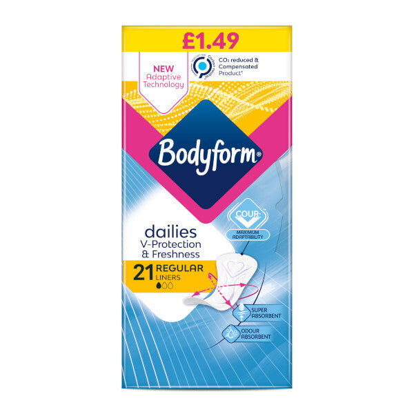 Bodyform Dailies Normal Panty Liners, 21 Pack